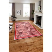 Napoli Home Baskılı Modern Mermer Çerçeve Model Yıkanabilir Kaymaz Yolluk Mutfak Salon Halısı, MODERN-179-BORDO,