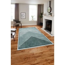 Napoli Home Baskılı Modern Üçgen Çizgili Yıkanabilir Kaymaz Yolluk Mutfak Salon Halısı, MODERN-181-MAVİ,