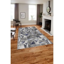 Napoli Home Baskılı Modern Sade Motifli Yıkanabilir Kaymaz Yolluk Mutfak Salon Halısı, MODERN-193-LACİVERT,