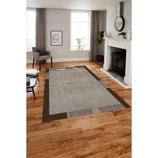 Napoli Home Baskılı Modern Sade Çerçeve Model Yıkanabilir Kaymaz Yolluk Mutfak Salon Halısı, MODERN-183-KAHVE,