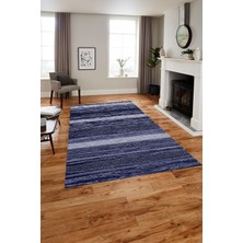 Napoli Home Baskılı Modern Kilim Görünümlü Yıkanabilir Kaymaz Yolluk Mutfak Salon Halısı, MODERN-185-LACİVERT,