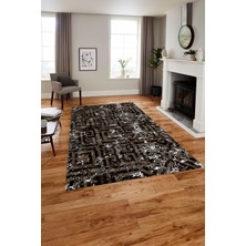 Napoli Home Baskılı Modern Labirent Desenli Yıkanabilir Kaymaz Yolluk Mutfak Salon Halısı, MODERN-190-KAHVE,