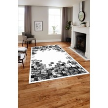Napoli Home Baskılı Modern Duvar Motifli Yıkanabilir Kaymaz Yolluk Mutfak Salon Halısı, MODERN-202-GRİ,