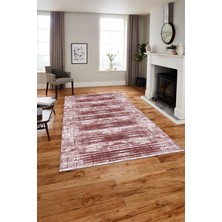 Napoli Home Baskılı Modern Zigzag Modelli Yıkanabilir Kaymaz Yolluk Mutfak Salon Halısı, MODERN-205-BORDO,