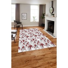 Napoli Home Dijital Baskılı Modern Sade Yıkanabilir Kaymaz Yolluk Mutfak Salon Halısı, MODERN-197-BORDO,