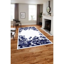 Napoli Home Baskılı Modern Duvar Motifli Yıkanabilir Kaymaz Yolluk Mutfak Salon Halısı, MODERN-202-LACİVERT,