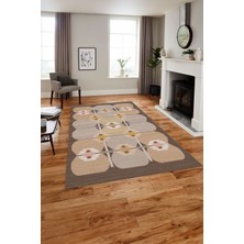 Napoli Home Baskılı Modern Sade Etnik Model Yıkanabilir Kaymaz Yolluk Mutfak Salon Halısı, MODERN-220-KAHVE,