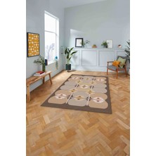 Napoli Home Baskılı Modern Sade Etnik Model Yıkanabilir Kaymaz Yolluk Mutfak Salon Halısı, MODERN-220-KAHVE,