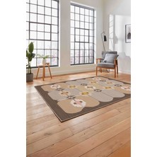 Napoli Home Baskılı Modern Sade Etnik Model Yıkanabilir Kaymaz Yolluk Mutfak Salon Halısı, MODERN-220-KAHVE,