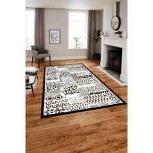 Napoli Home Dijital Baskılı Modern Desen Yıkanabilir Kaymaz Yolluk Mutfak Salon Halısı, MODERN-216-KAHVE,
