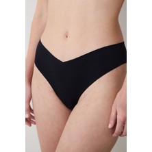 Ribbed Bonding V Shape Siyah Brazilian Külot