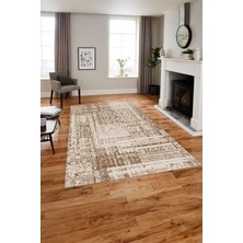 Napoli Home Baskılı Modern Klasik Görünümlü Yıkanabilir Kaymaz Yolluk Mutfak Salon Halısı, Modern-195-Bej,