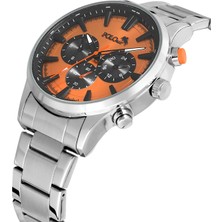 Polo Air Klasik Metal Erkek Kol Saati Gümüş Turuncu Renk PL-0975E5X