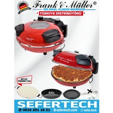 Frank & Müller Germany | Kırmızı Klasik Versiyon Taş Fırın Seti | Xxl Derin Tepsili Versiyon | Pizza ve Lahmacun Makinesi