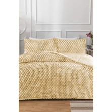 Çeyiz Diyarı Winter Tale Tavşan Tüyü Çift Kişilik Yorgan Seti 220 x 240  cm  Hardal