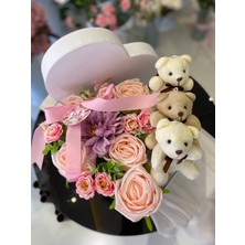 Zb Flowers Sevgiliye Hediye Kutuda Çiçek Doğum Günü Yapay Çiçek Ayıcıklı Çiçek
