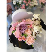 Zb Flowers Sevgiliye Hediye Kutuda Çiçek Doğum Günü Yapay Çiçek Ayıcıklı Çiçek