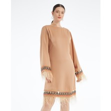 Kadın Mini Elbise - Otriş ve Işleme Detaylı - Modern ve Şık Tasarım - Özel Gün ve Davet Için Elbise