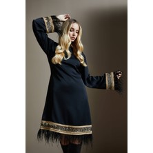 Kadın Mini Elbise - Otriş ve Işleme Detaylı - Modern ve Şık Tasarım - Özel Gün ve Davet Için Elbise