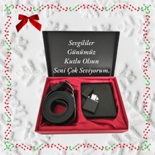 Gulshop35 Sevgililer Günü Erkek Hediye Set Siyah Cüzdan- Kemer -Çakmak