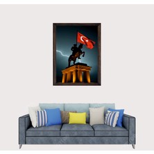 Türkçü, Mustafa Kemal Atatürk , Türk, Çerçeveli Cam Duvar Tablosu 30 x 45  cm  SP10