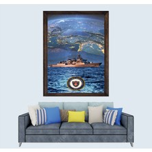 Türkçü, Türk Donanması, Mavi Vatan, Çerçeveli Cam Duvar Tablosu 30 x 45  cm  Sp1