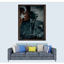 Türkçü, Mustafa Kemal Atatürk , Türk, Çerçeveli Cam Duvar Tablosu 20 x 30  cm  SP14