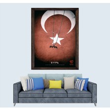 Türkçü, Türk Bayrağı Çerçeveli Cam Duvar Tablosu 20 x 30  cm