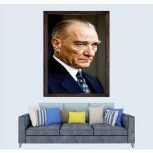Türkçü, Mustafa Kemal Atatürk , Türk, Çerçeveli Cam Duvar Tablosu 30 x 45  cm  Sp4