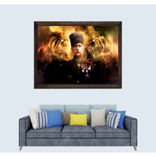 Osmanlı Paşası, Çöl Kaplanı Fahrettin Paşa, Çerçeveli Cam Duvar Tablosu 20 x 30  cm  Sp1