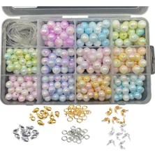 Kutulu Ebruli Sedefli Janjanlı Pastel Inci Boncuk ve Metal Kapama Takı Yapım Seti, Hobi Boncuğu