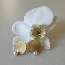 Nude Studio Orchid - İnci Detaylı Küpe - Altın Renk