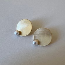 Nude Studio Orchid - İnci Detaylı Küpe - Altın Renk