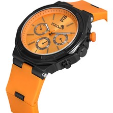 Polo Air Kauçuk Kordon Metal Kasa Erkek Kol Saati Turuncu Siyah Renk PL-0973E6X