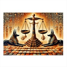 Mısır Temalı Adalet Terazisi Art Mdf Poster
