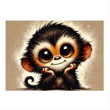 Sevimli Bebek Maymun Art Mdf Poster