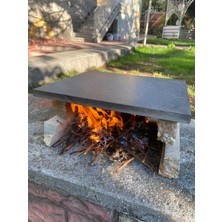 Mermer Mutfak Doğal Baza lt Mangal Taşı - (35x40 cm) - Mangal Taşı, Ekmek Taşı