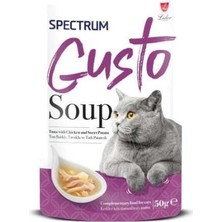Spectrum Gusto Soup Ton Balıklı Tavuklu ve Tatlı Patatesli Kedi Çorbası 50 gr