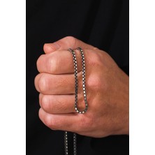 TMT Silver Gümüş 2.5 mm Erkek Küp Siyah Oksitli Karartılmış Zincir Kolye