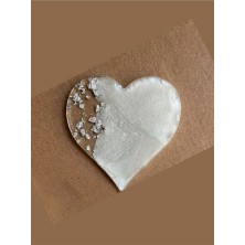 Epoksi Magnet - Boş Epoksi - Kalp Epoksi Magnet ( Gümüş )