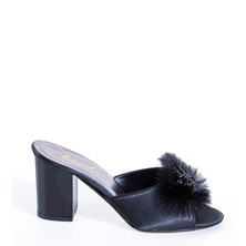 Lunoche Nightwear Tüylü Taşlı Kadın Çeyiz Terliği Şık Günlük Ev Terliği Süslü Çeyiz Doğum Misafir Gelin Terliği