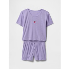 Kız Çocuk Mor Şort Pijama Takımı