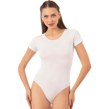 Özkan 0601 Kadın Pamuklu Yuvarlak Yaka Kısa Kollu Örme Çıtçıtlı Body