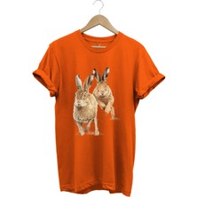 Avcılık Hunter Tavşan Avı Baskılı %100 Pamuk Regular Fit T-Shirt