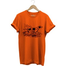 Avcılık Av Desenli Orman Temalı Pointer Av Köpeği Tasarımlı Pamuk Regular Fit T-Shirt
