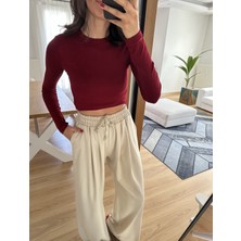 Myrum Butik Bordo Ms Uzun Kollu Basic Tişört M
