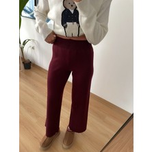 Myrum Butik Bordo Bol Paça Triko Pantolon Standart