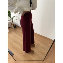 Myrum Butik Bordo Bol Paça Triko Pantolon Standart