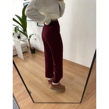 Myrum Butik Bordo Bol Paça Triko Pantolon Standart