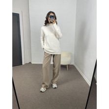 Myrum Butik Ekru Sosis Kol Oversize Kazak Standart